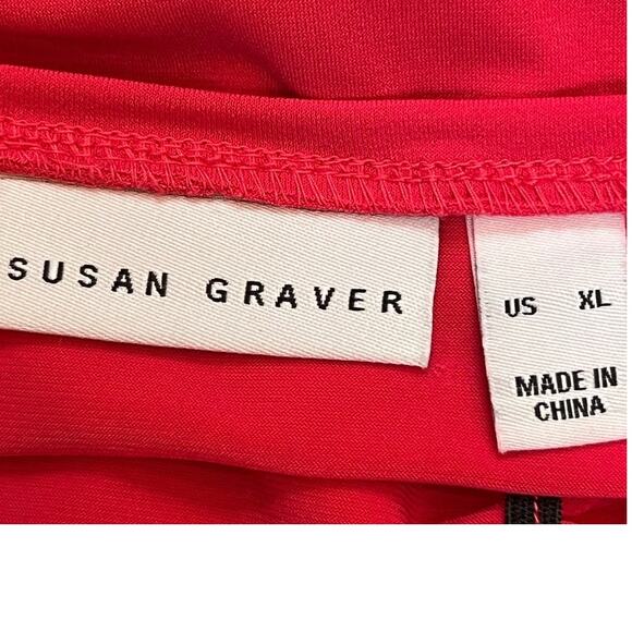 Susan Graver Women’s XL Red Liquid Knit 3/4 Sleeve Stretch Pullover Top Stretch - Picture 3 of 7